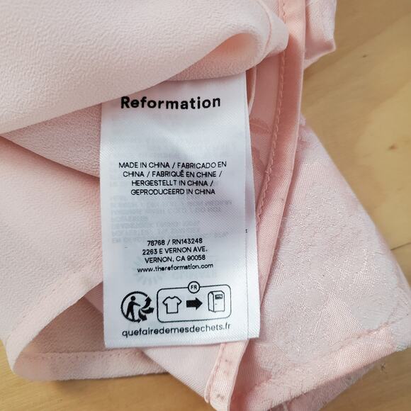 Reformation Frankie Floral Jacquard Satin Slip Maxi Dress Light Pink Size 10 - Picture 13 of 15